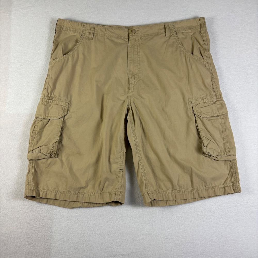 Mens Tan Cotton Twill Cargo Shorts Casual Outdoor Utility Khaki Size 40